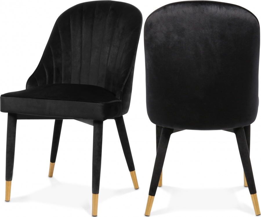 Belle Velvet Upholstered Dining Chair - Black