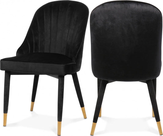 Belle Velvet Upholstered Dining Chair - Black