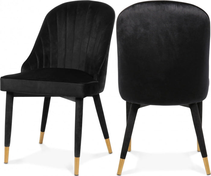Belle Velvet Upholstered Dining Chair - Black