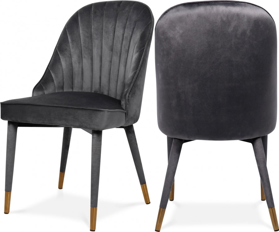 Belle Velvet Upholstered Dining Chair - Grey