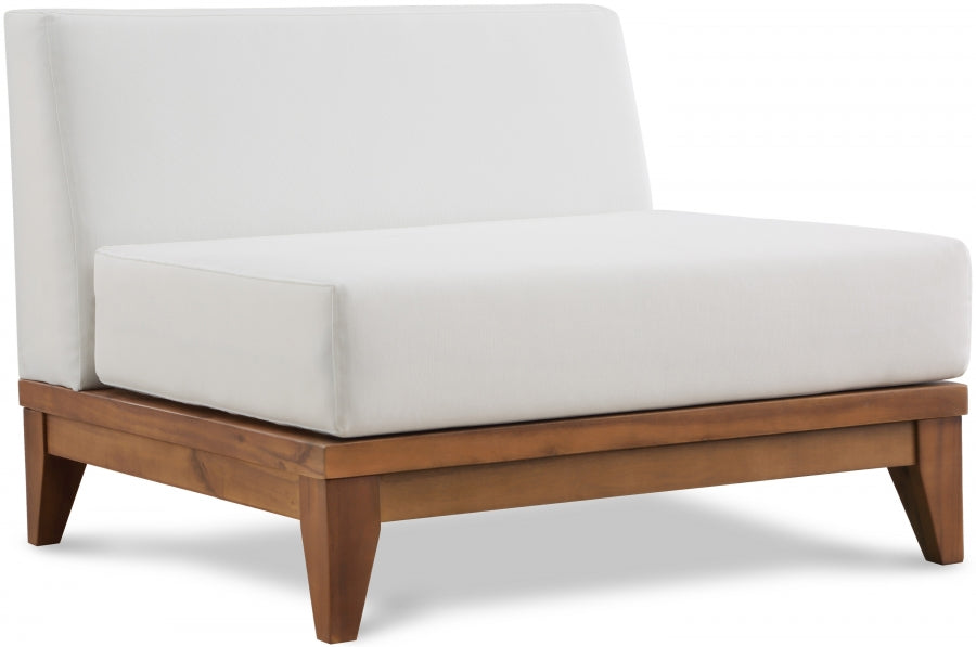 Rio Off White Water Resistant Fabric Upholstered Outdoor Patio Modular Armless Chair - Off White