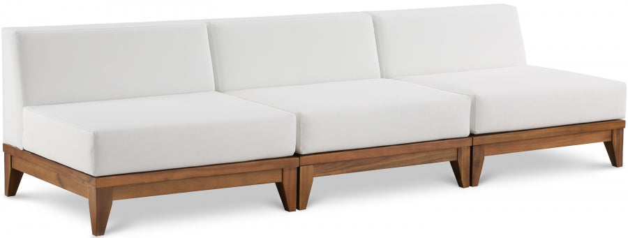 Rio 103.5" Off White Water Resistant Fabric Upholstered Outdoor Patio 3pc. Armless Modular Sofa - Off White