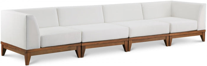 Rio 131" Off White Water Resistant Fabric Upholstered Outdoor Patio 4pc. Modular Sofa - Off White
