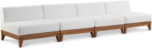 Rio 138" Off White Water Resistant Fabric Upholstered Outdoor Patio 4pc. Armless Modular Sofa - Off White