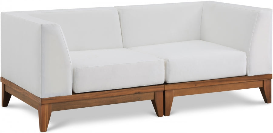 Rio 62" Off White Water Resistant Fabric Upholstered Outdoor Patio 2pc. Modular Loveseat - Off White
