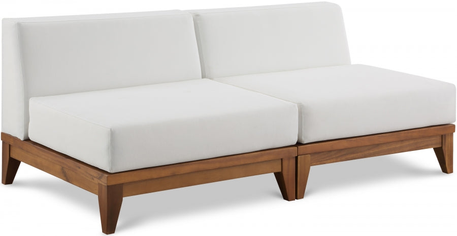 Rio 69" Off White Water Resistant Fabric Upholstered Outdoor Patio 2pc. Armless Modular Loveseat - Off White