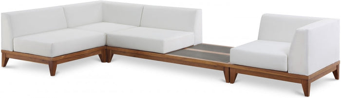 Rio 125" Off White Water Resistant Fabric Upholstered Outdoor Patio 4pc. Modular Sectional - Off White