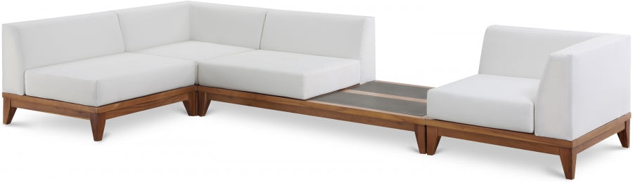 Rio 125" Off White Water Resistant Fabric Upholstered Outdoor Patio 4pc. Modular Sectional - Off White
