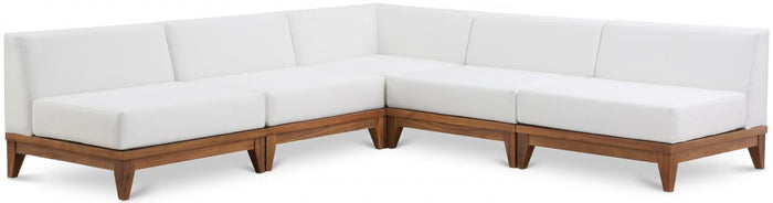 Rio 100" Off White Water Resistant Fabric Upholstered Outdoor Patio 5pc. Modular Sectional - Off White