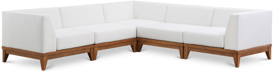 Rio 96.5" Off White Water Resistant Fabric Upholstered Outdoor Patio 5pc. Modular Sectional - Off White