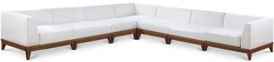 Rio 131" Off White Water Resistant Fabric Upholstered Outdoor Patio 7pc. Modular Sectional - Off White