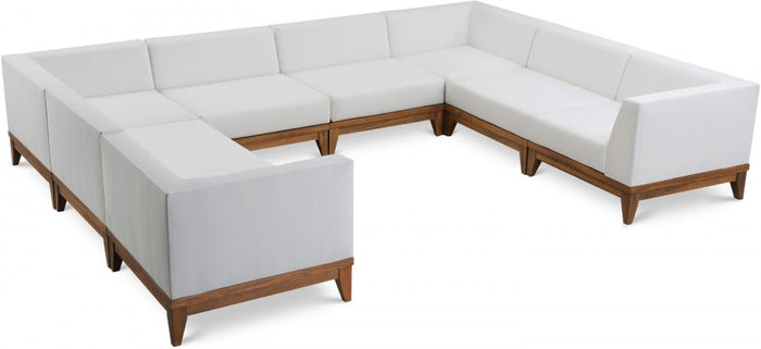 Rio 131" Off White Water Resistant Fabric Upholstered Outdoor Patio 8pc. Modular Sectional - Off White