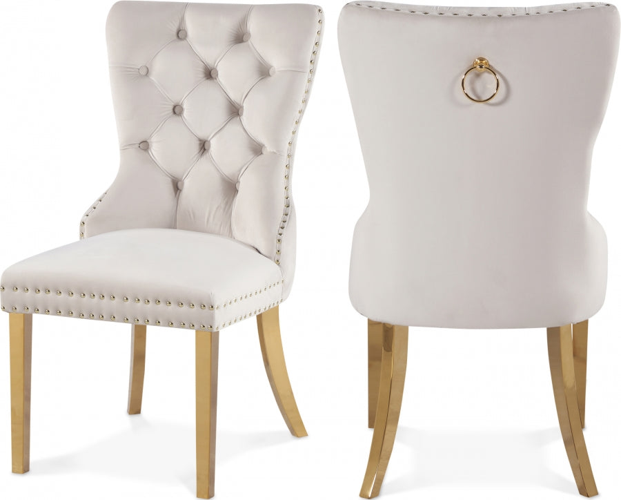 Carmen Velvet Upholstered Dining Chair - Cream