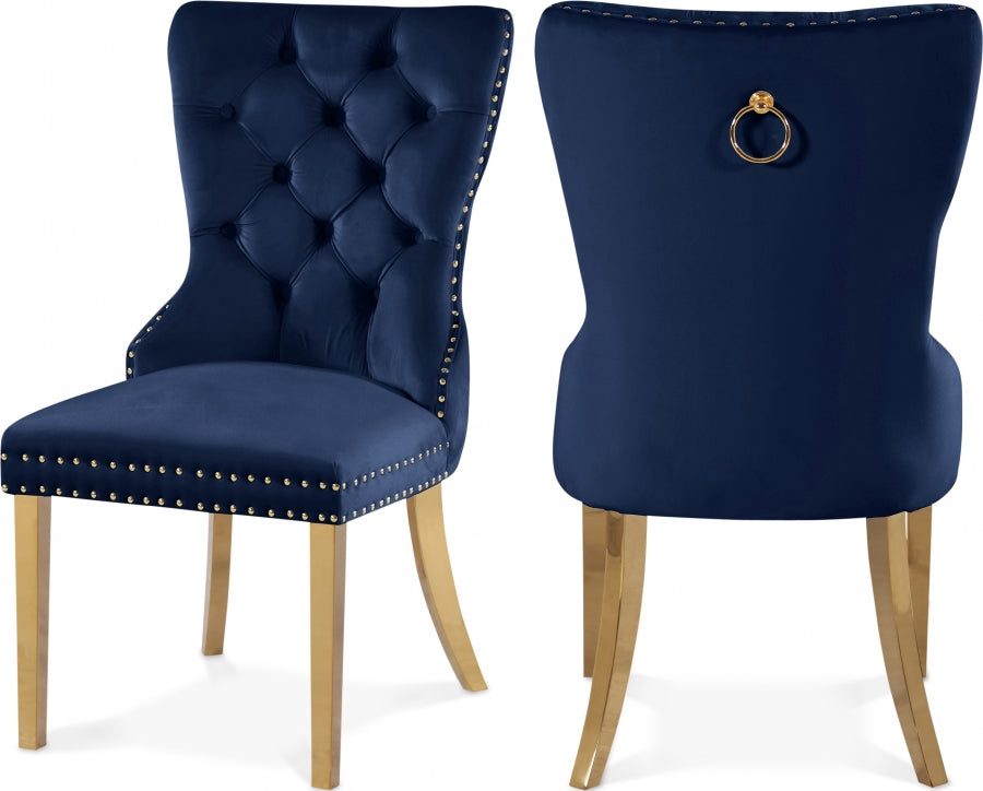 Carmen Velvet Upholstered Dining Chair - Blue
