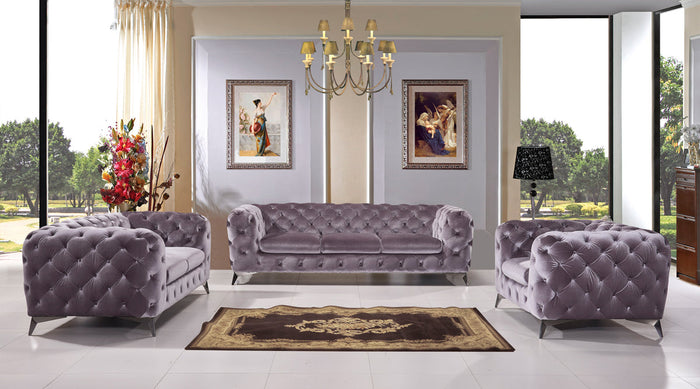 Delilah Modern Grey Fabric Sofa Set