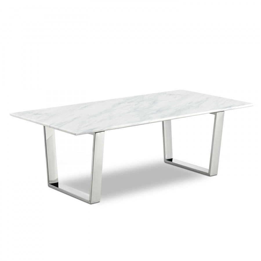 Carlton Marble Veneer Top And Chrome Steel Base Coffee Table - Chrome