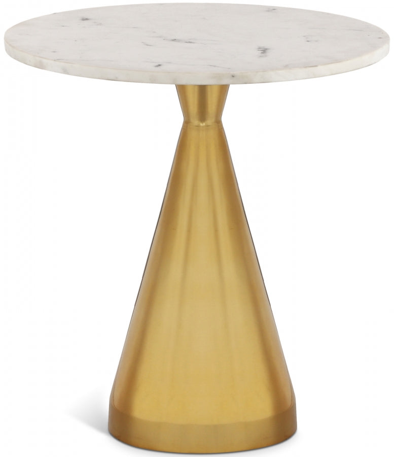 Emery Genuine Marble Top And Steel Base End / Side Table - White