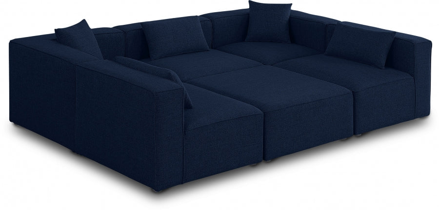 Cube 108" Fabric Upholstered 6pc Modular Sectional - Blue