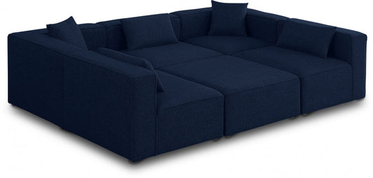 Cube 108" Fabric Upholstered 6pc Modular Sectional - Blue