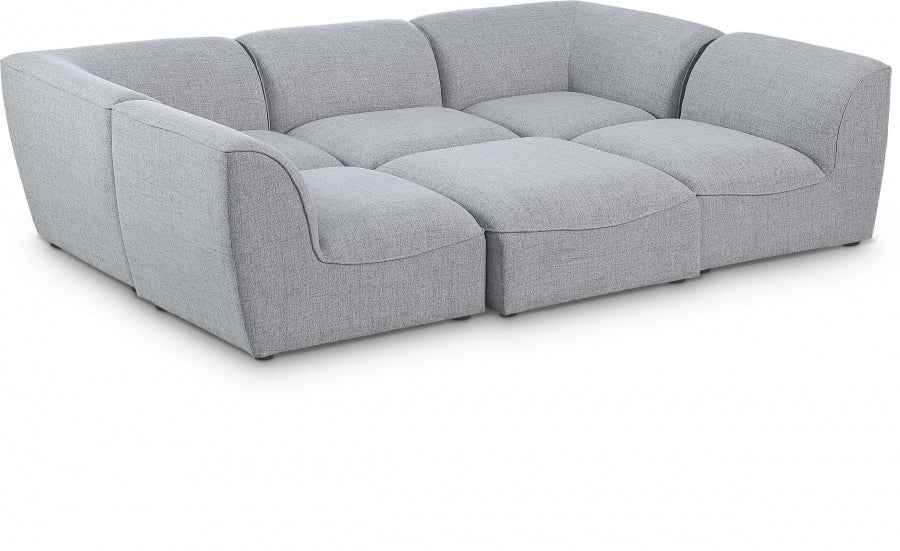 Miramar 109" Linen Textured Fabric Upholstered 6pc. Modular Sectional - Grey