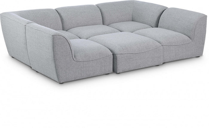 Miramar 109" Linen Textured Fabric Upholstered 6pc. Modular Sectional - Grey