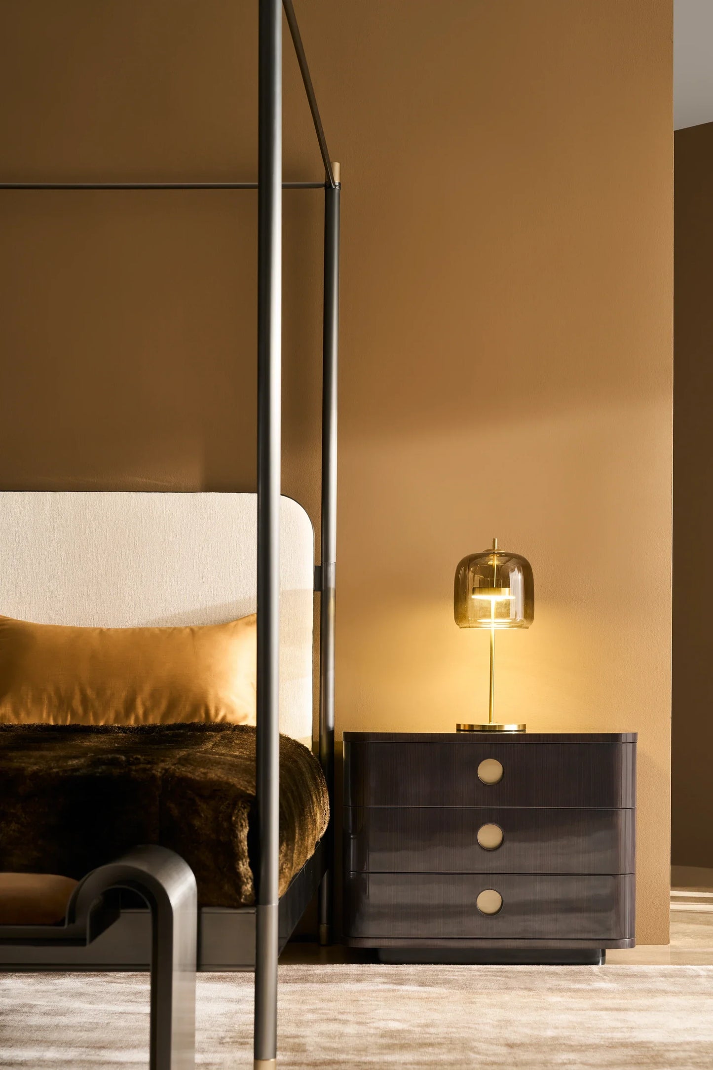Campaign King Bed With Canopy