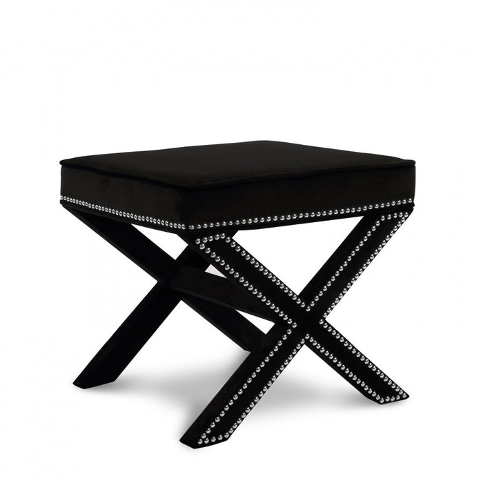 Nixon Velvet Upholstered Stool - Black