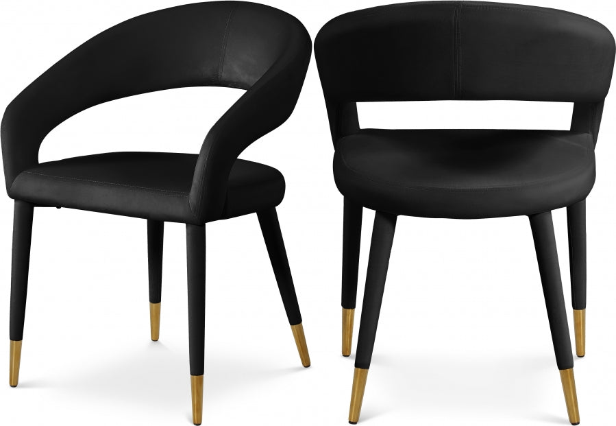 Destiny Velvet Upholstered Dining Chair - Black