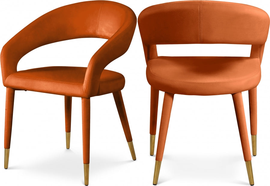 Destiny Velvet Upholstered Dining Chair - Cognac
