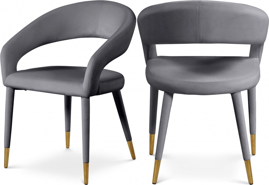 Destiny Velvet Upholstered Dining Chair - Grey