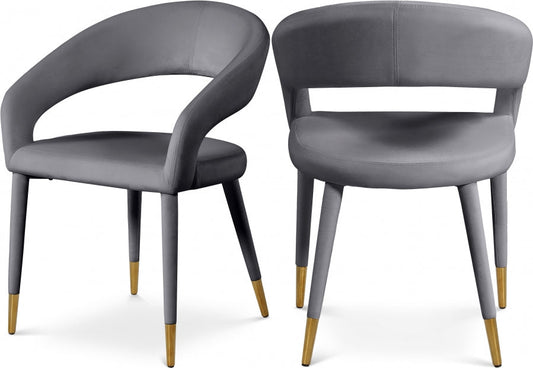 Destiny Velvet Upholstered Dining Chair - Grey