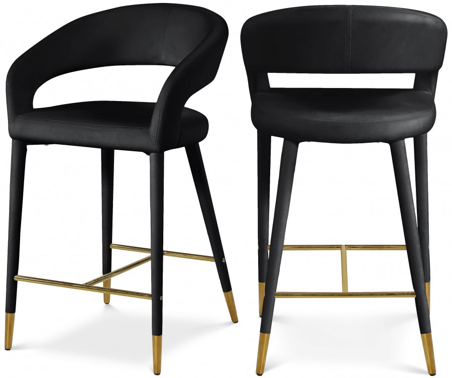 Destiny Velvet Upholstered Stool - Black