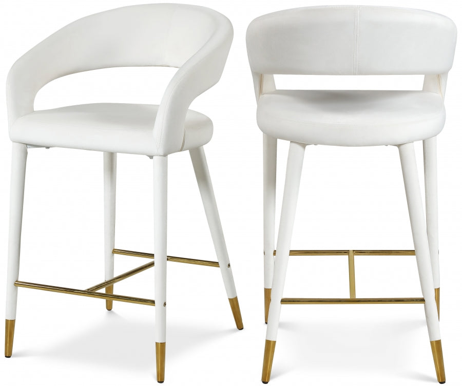 Destiny Velvet Upholstered Stool - Cream