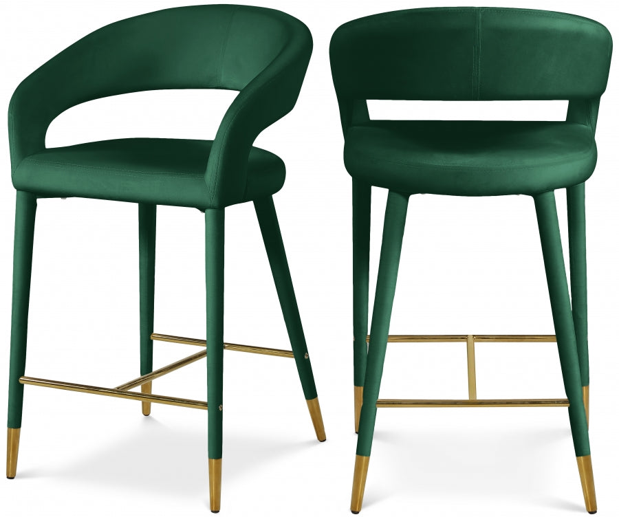 Destiny Velvet Upholstered Stool - Green