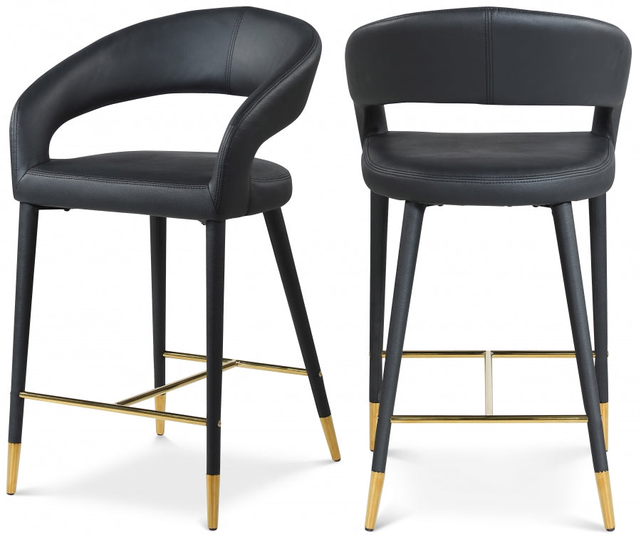 Destiny Vegan Leather Upholstered Stool - Black