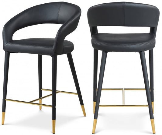 Destiny Vegan Leather Upholstered Stool - Black