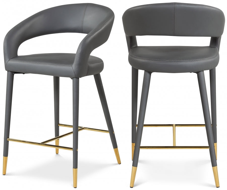Destiny Vegan Leather Upholstered Stool - Grey