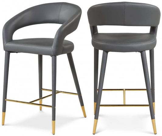Destiny Vegan Leather Upholstered Stool - Grey