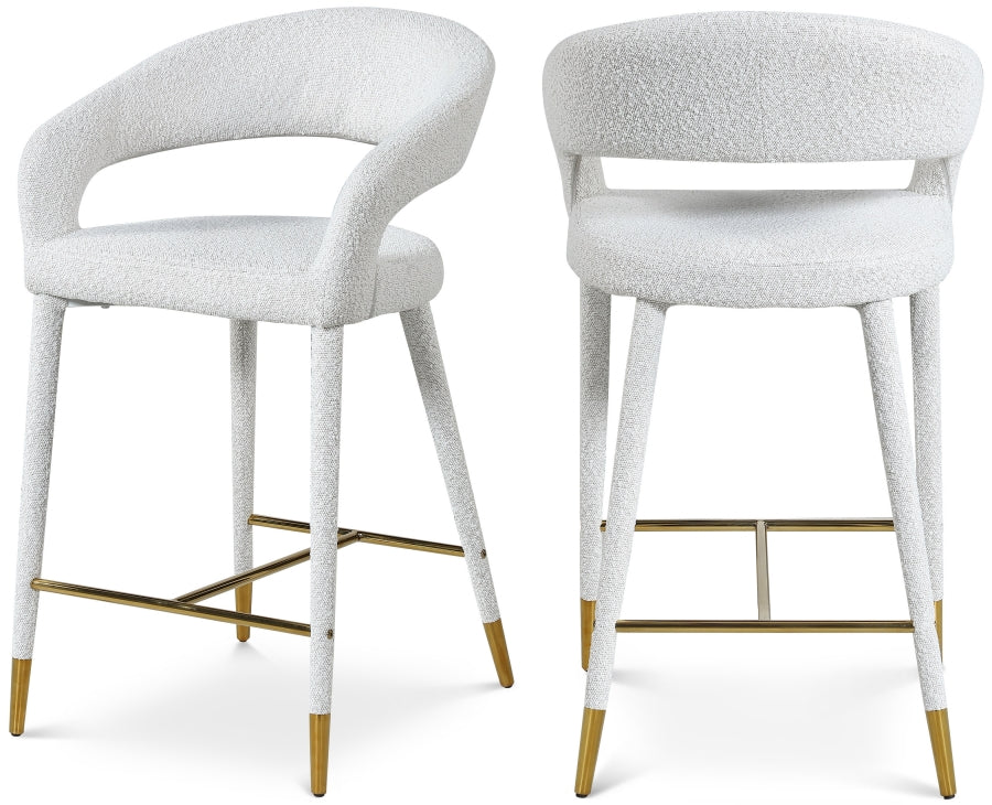 Destiny Boucle Fabric Upholstered Stool - Cream