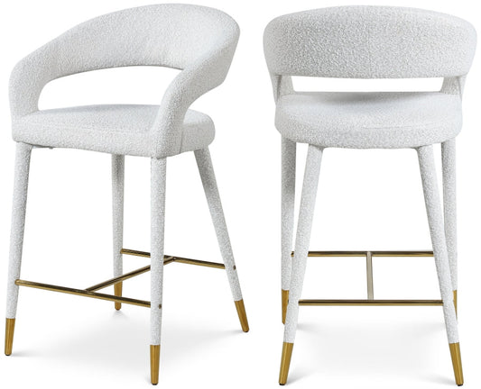 Destiny Boucle Fabric Upholstered Stool - Cream