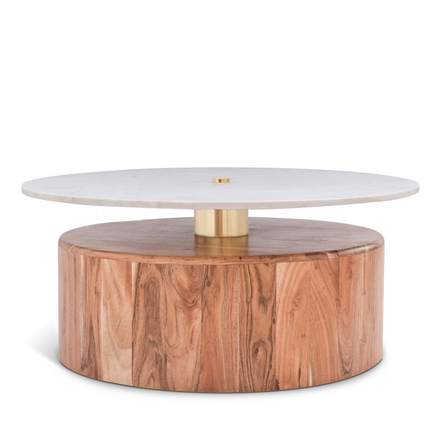 Stonewood Genuine Marble Top And Acacia Wood Base Coffee Table - Natural