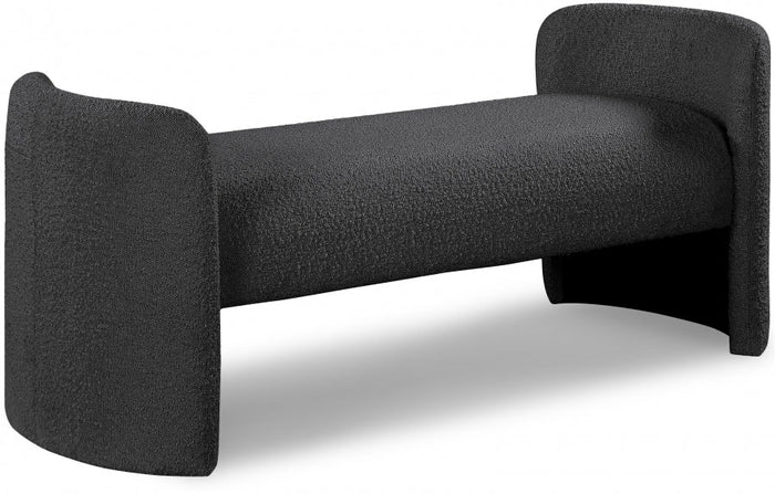 Peyton Boucle Fabric Upholstered Bench - Black