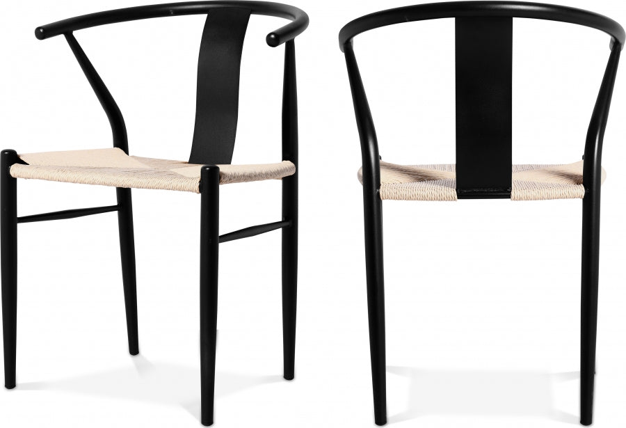 Beck Hand Woven Rope Dining Chair - Black
