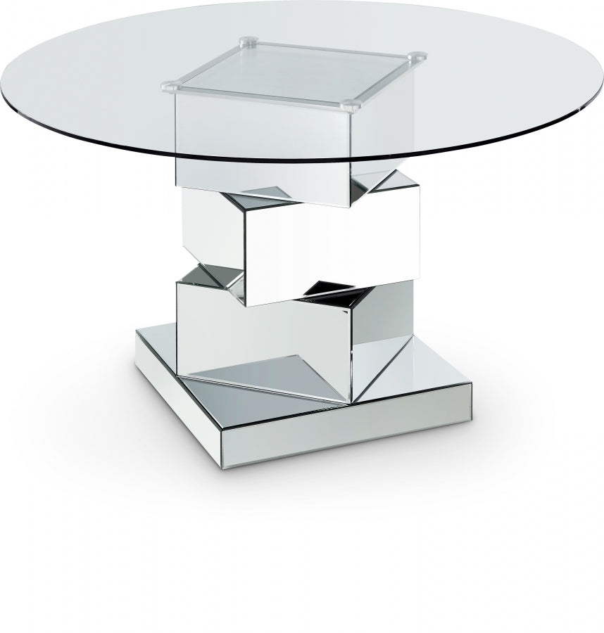 Haven 50" Glass Top And Mirrored Base Dining Table - Chrome