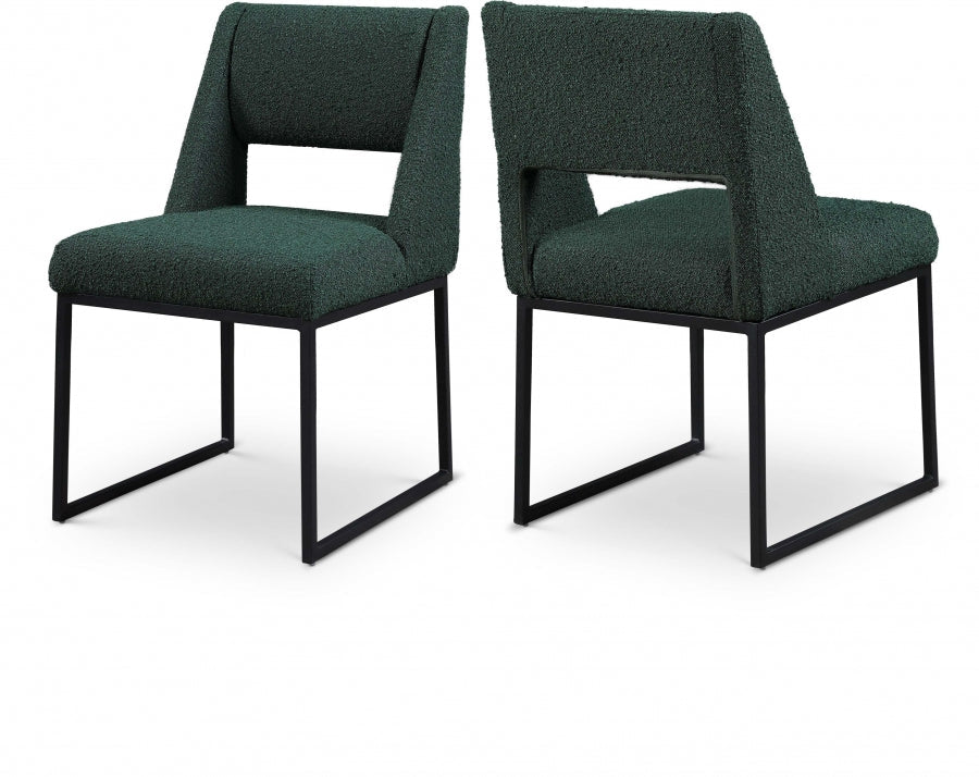 Jayce Boucle Fabric Upholstered Dining Chair - Green