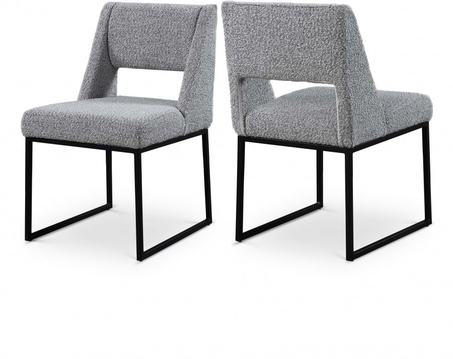 Jayce Boucle Fabric Upholstered Dining Chair - Grey