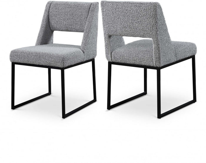 Jayce Boucle Fabric Upholstered Dining Chair - Grey