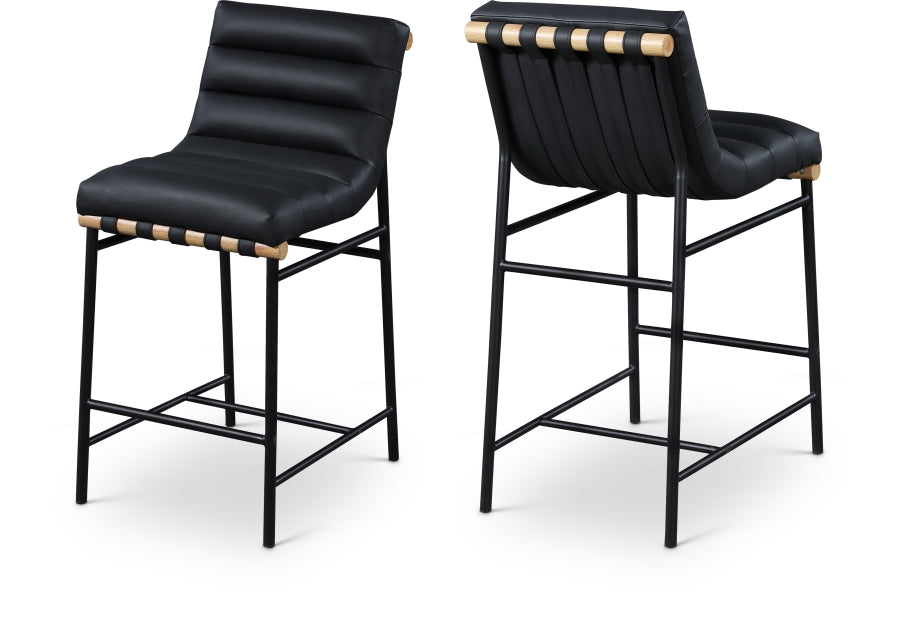 Burke Vegan Leather Upholstered Counter Stool - Black