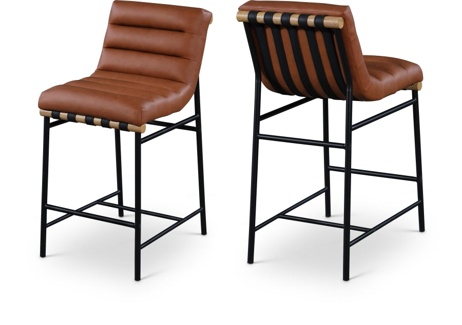 Burke Vegan Leather Upholstered Counter Stool - Cognac