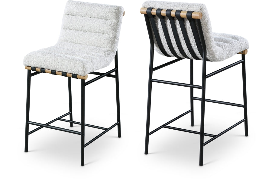 Burke Boucle Fabric Upholstered Counter Stool - Cream